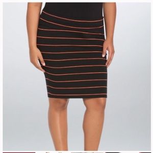 Torrid Foldover knit coral striped pencil skirt 4
